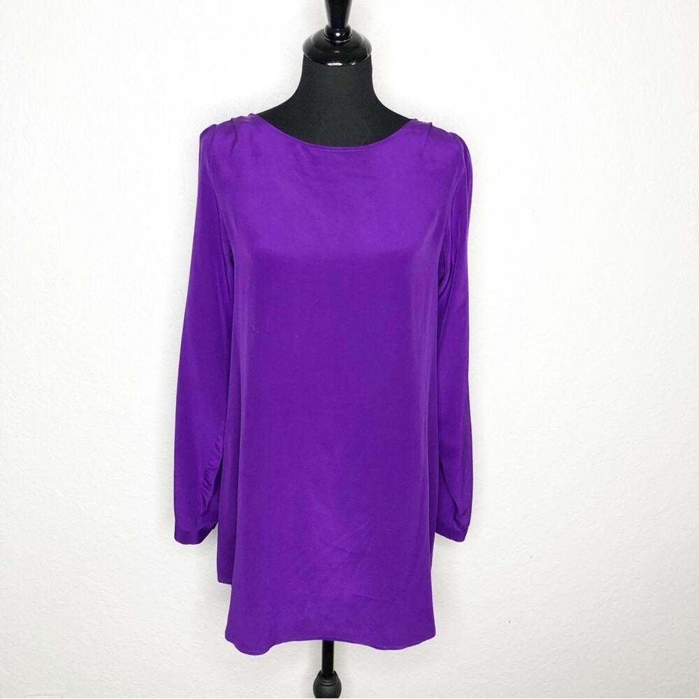 Nieves Lavi New York purple long sleeve silk dress size 4